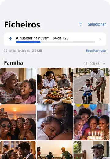 App Pratika Alívio a guardar na nuvem as fotos do álbum Família